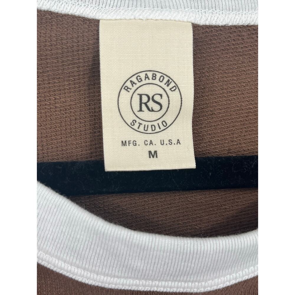 Ragabond Lost & Found Free People Ringer Tee Brown Maroon 17 Organic Cotton NEW - Picture 6 of 10